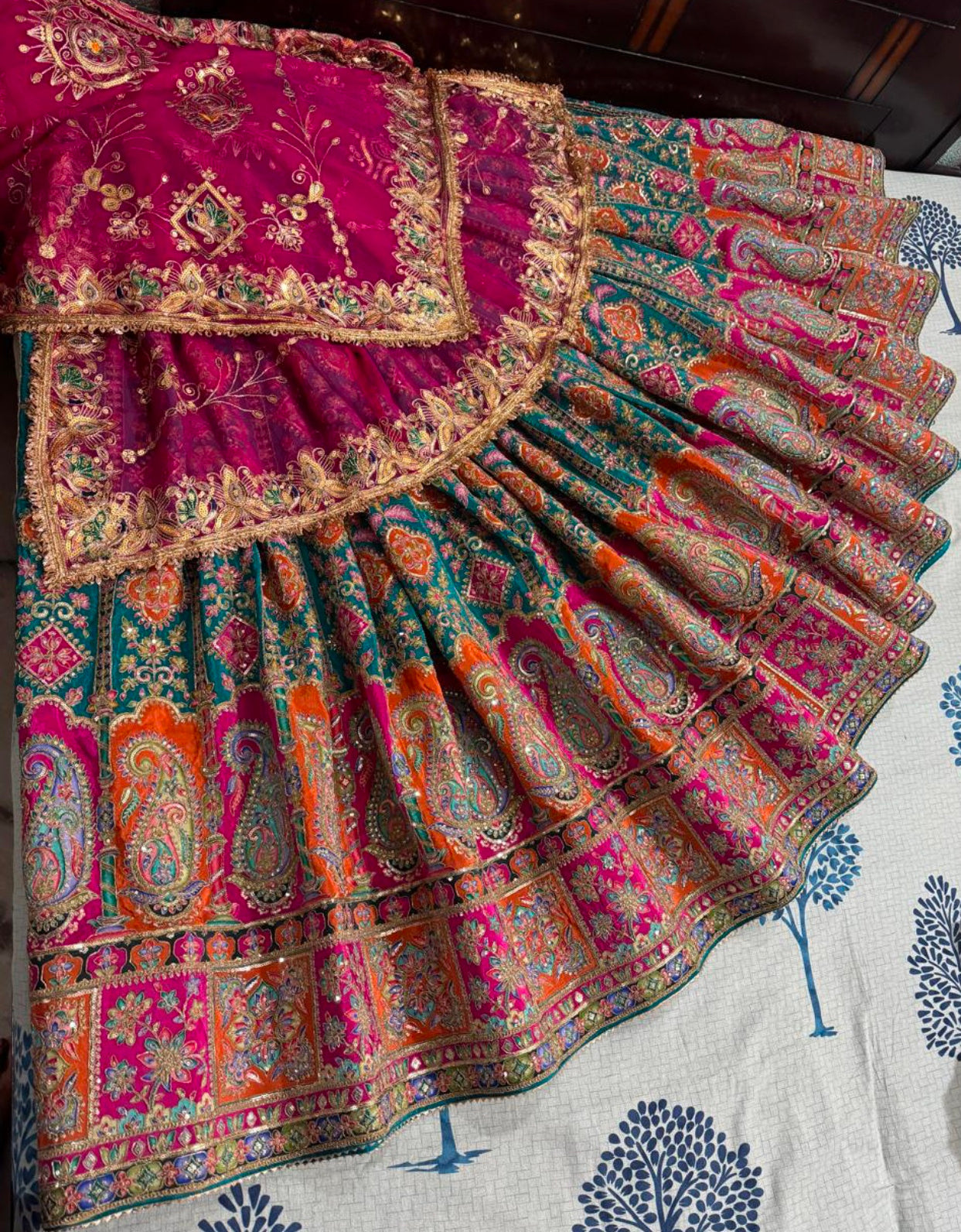Pink Rajasthani Lehenga Odhani for Women